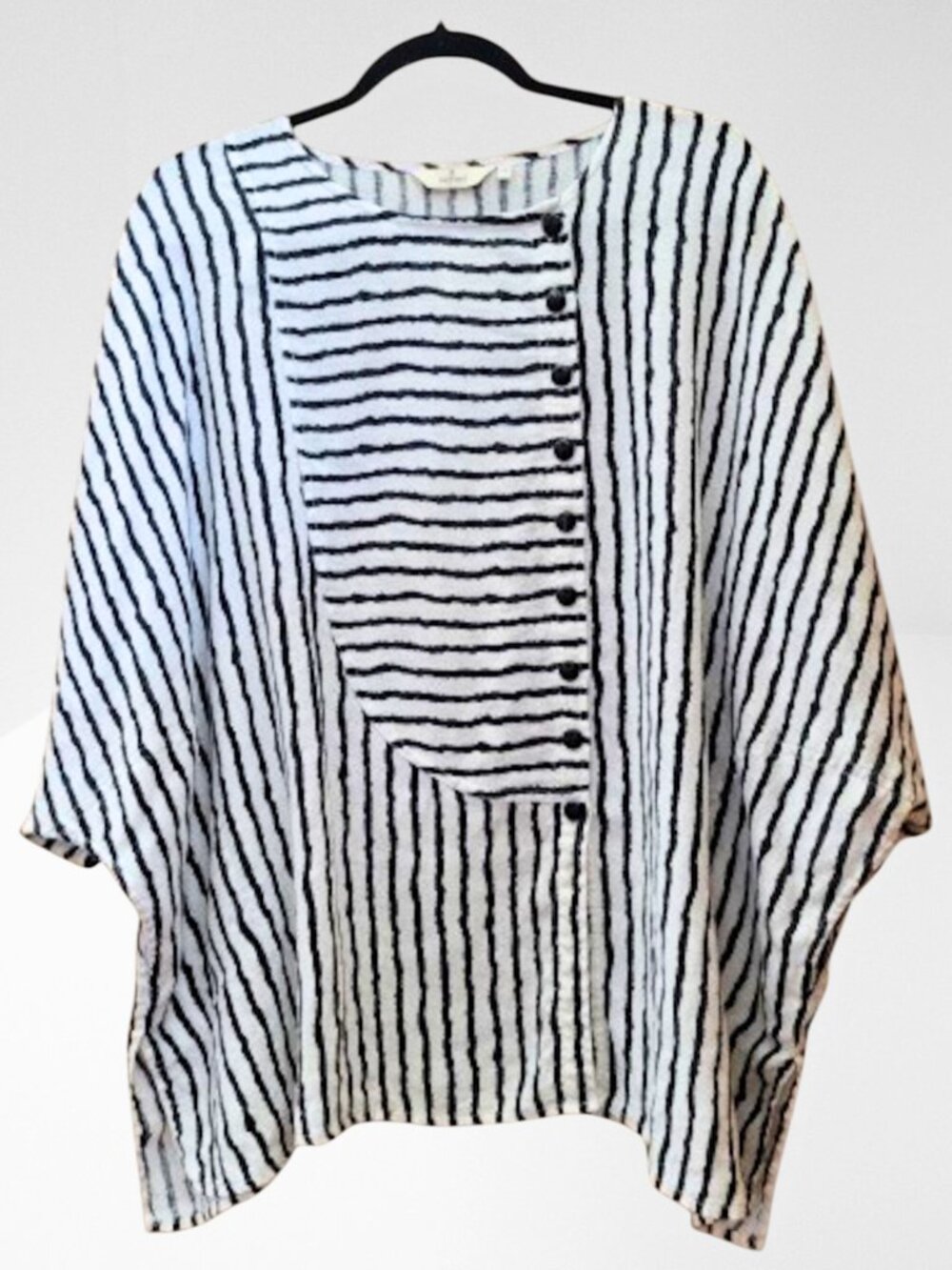 Linen Lagenlook Tunic • Oversized Art to Wear • Asymmetrical Boho Top L/XL